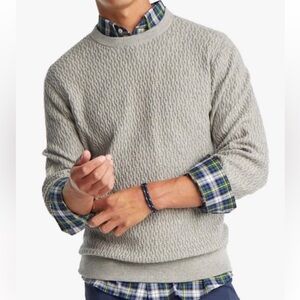 Southern Tide Men's Grove Crewneck Pullover Sweater Gray Beige - Large